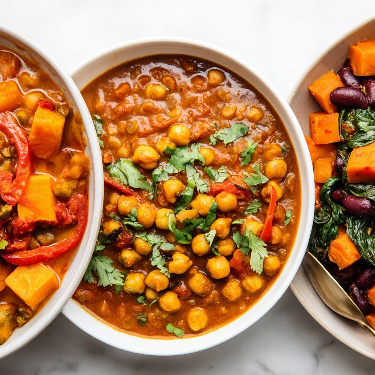 Vibrant Single-Pan Global Curries with chickpeas, coconut milk, and fragrant spices in one pot.  