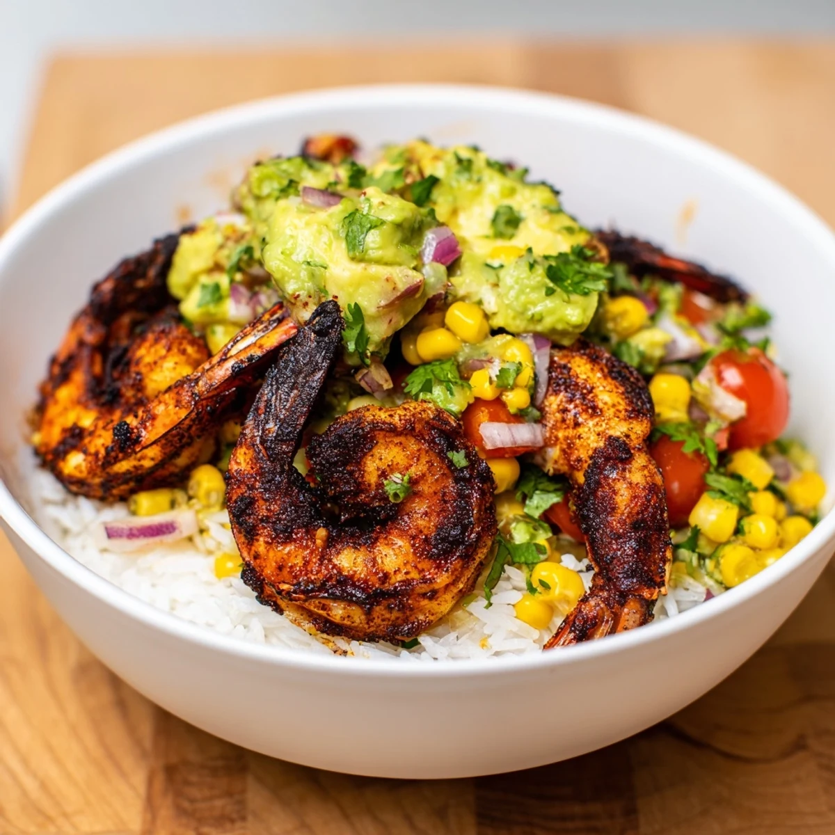 Enjoy a Southwestern-inspired blackened shrimp bowl, bursting with flavor, ready in just 30 minutes!