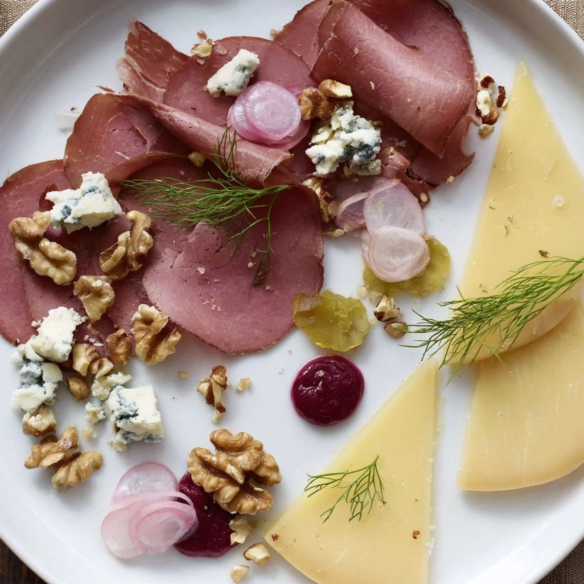 This Reindeer Charcuterie Platter showcases a medley of cured meats, artisan cheeses, and vibrant accompaniments for serving.