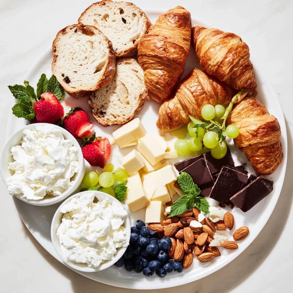 Gift Box Brunch Board overflowing with fresh fruits, cheeses, and artisanal breads, ready to enjoy.
