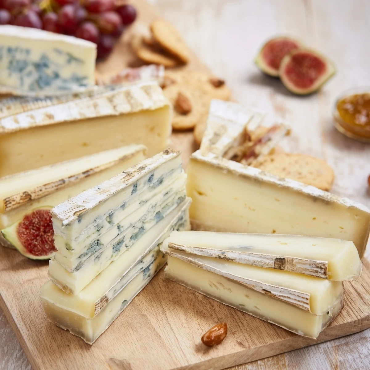 A delicious Cheval Heureux snack board featuring assorted cheeses, meats, fresh produce for sharing.