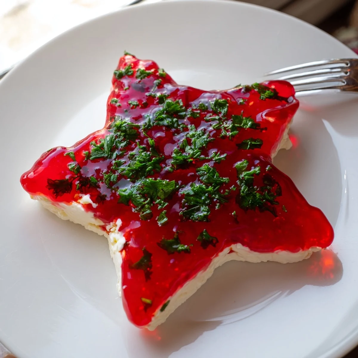 A close-up view of the Cream Cheese and Pepper Jelly Star shows a creamy, colorful appetizer ideal for sharing.
