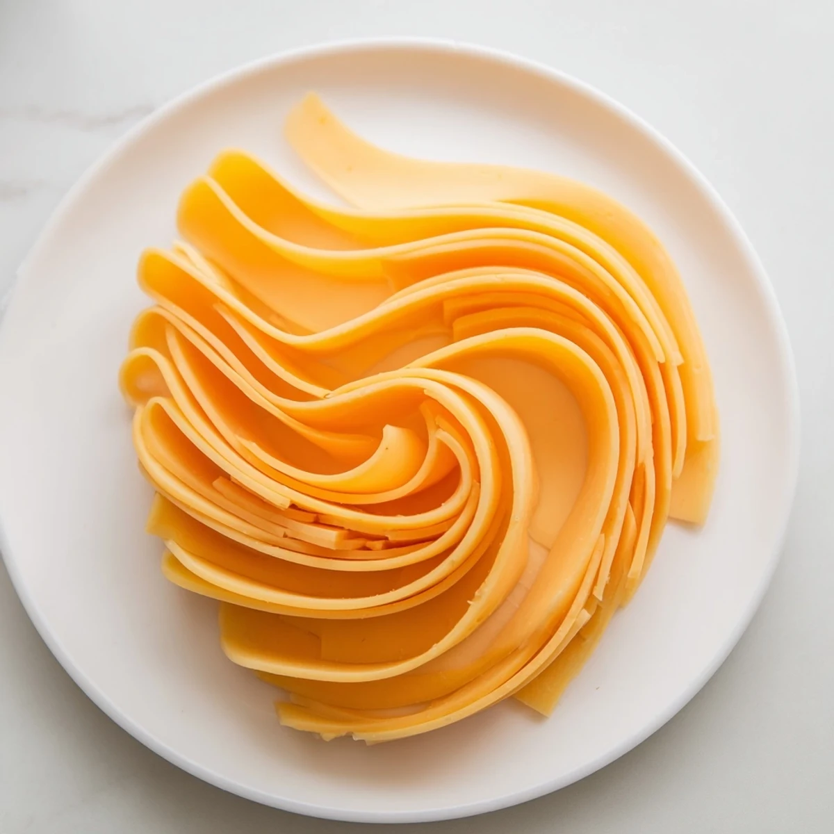 Beautifully plated The Copper Coil: a colorful spiral of sharp cheddar and sweet apricot slices.