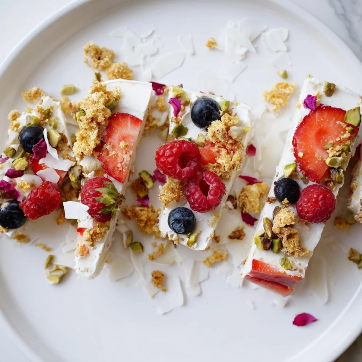 Vibrant Berry Yogurt Bark, a frozen treat with layered berries and creamy yogurt, ready to eat!