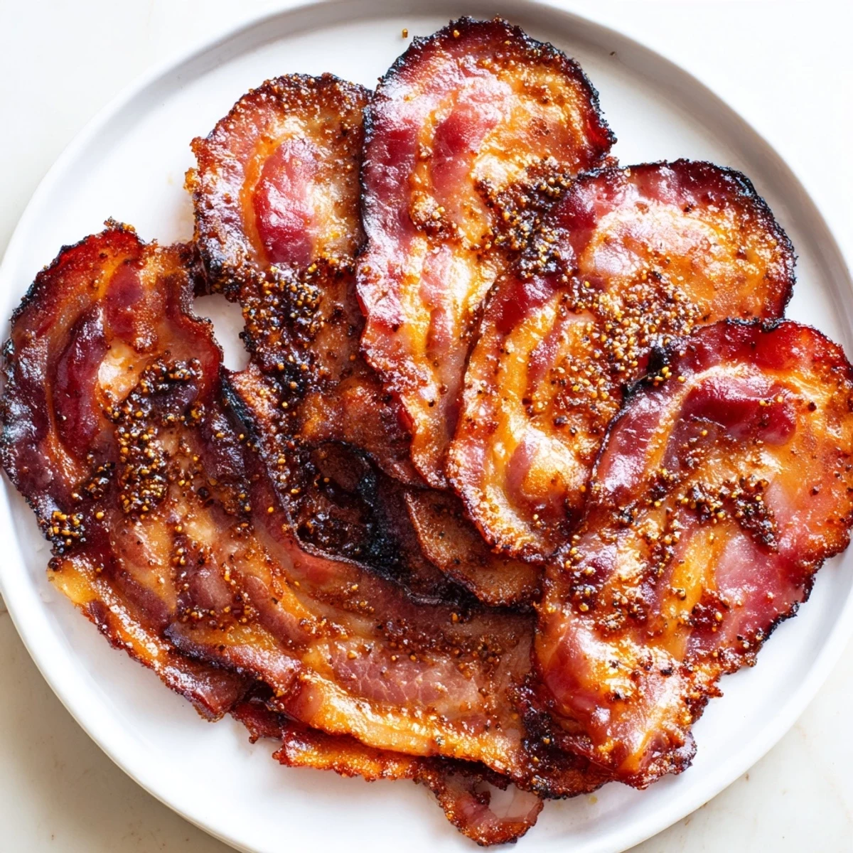 Crispy Snoop Dogg Billionaire Bacon glistens on a rack, boasting a rich, caramelized brown sugar crust.