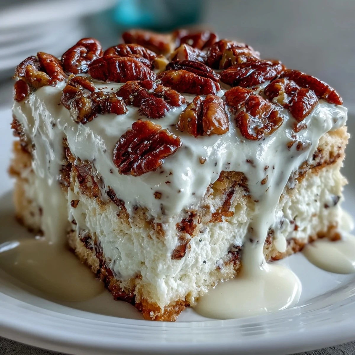 Freshly toasted pecans glisten in a buttery brown sugar glaze over the creamy Butter Pecan Tres Leches Cake.