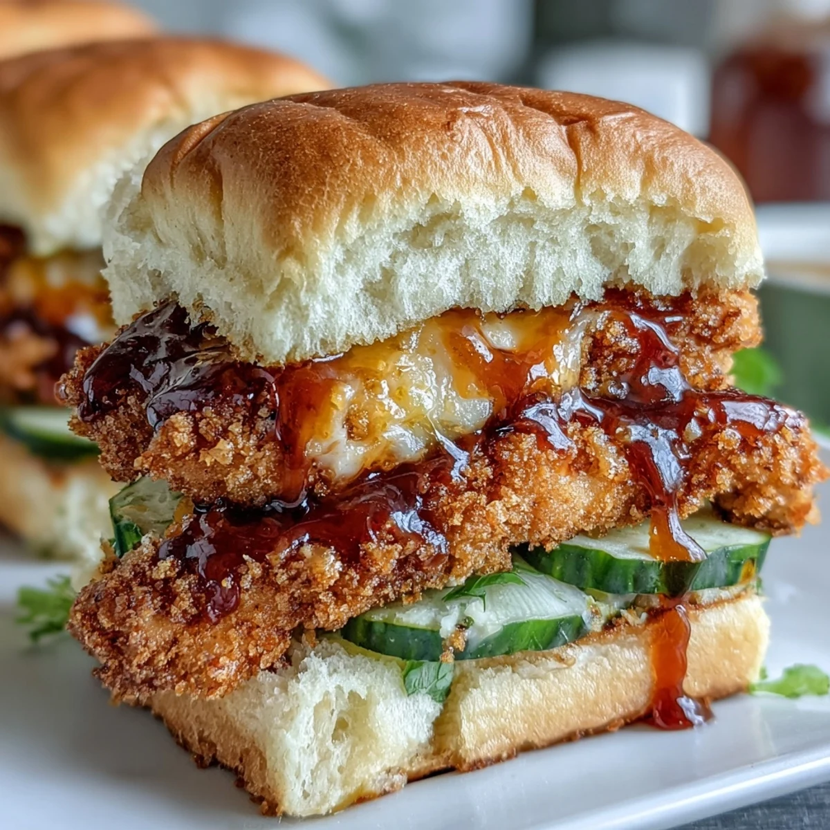 Juicy, spicy chicken sliders baked with hot honey glaze and melty cheese, forming a communal Spicy Honey Butter Chicken Sandwich Bake that combines crunch, sweetness, and heat in every warm bite.