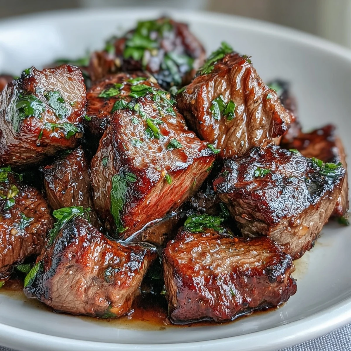 Juicy sirloin steak cubes tossed in rich garlic butter, plated alongside crispy avocado fries and vibrant zucchini ribbons.  