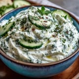 Vibrant Greek Skyr Tzatziki, a cool cucumber-garlic dip ready in minutes.