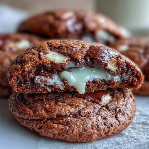 Freshly baked Hojicha Brownie Cookies with cracked tops and melty white chocolate chunks, served warm on a cooling rack.