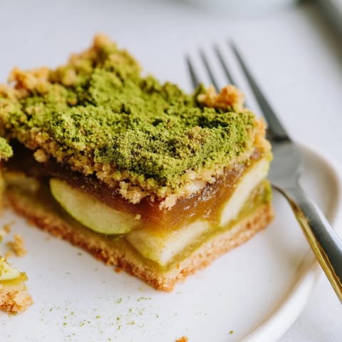 Matcha Caramel Apple Bars