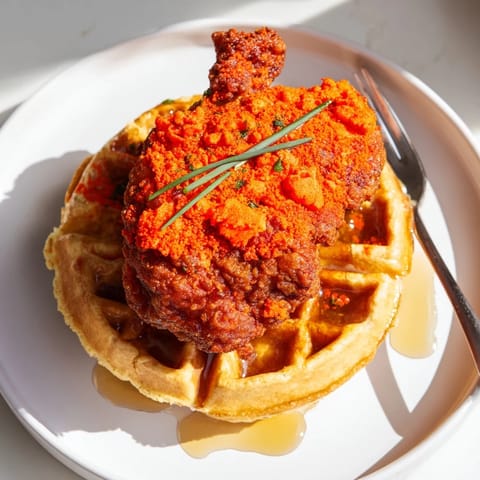 Flaming Hot Chicken Biscuit Waffles