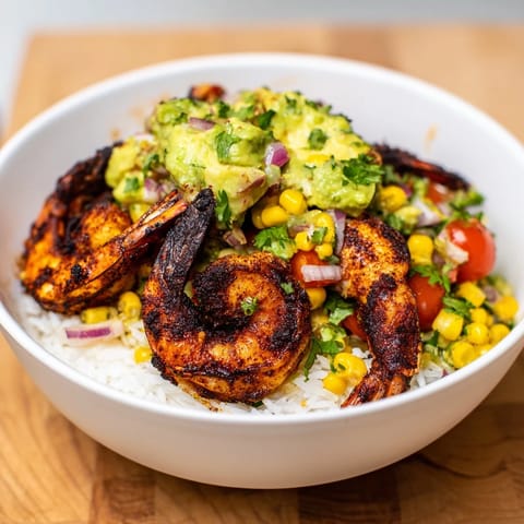 Enjoy a Southwestern-inspired blackened shrimp bowl, bursting with flavor, ready in just 30 minutes!