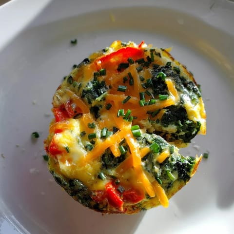 Golden-baked mini crustless quiches, a healthy breakfast featuring spinach and savory cheese filling.