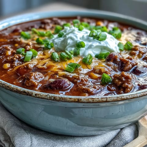 Bowl of Creamy Taco Soup filled with ground beef, black beans, and corn, garnished with cilantro and crushed tortilla chips, served alongside warm crusty bread.