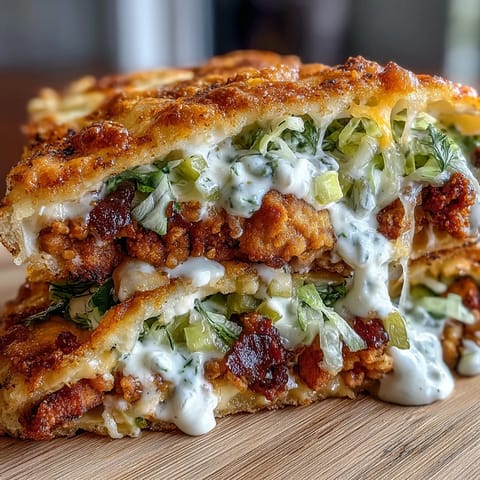 Crispy Dill Pickle Ranch Chicken Tacos topped with melted cheese lace and crunchy cabbage for a tangy, savory bite.