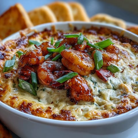 A creamy crawfish boil dip with cream cheese, Cajun spices, and crawfish tails, baked until bubbly and golden.