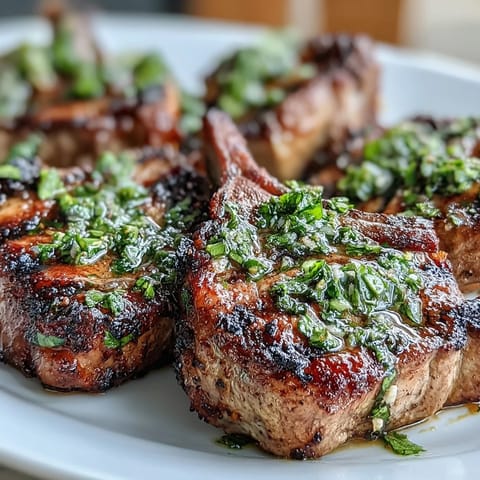 1. Juicy grilled lamb chops topped with vibrant mint gremolata for a fresh, zesty finish.  