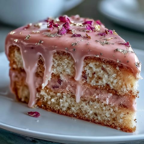 Bridal shower rosé velvet cake with gold drip, featuring a moist pink interior and luxurious edible gold accents.
