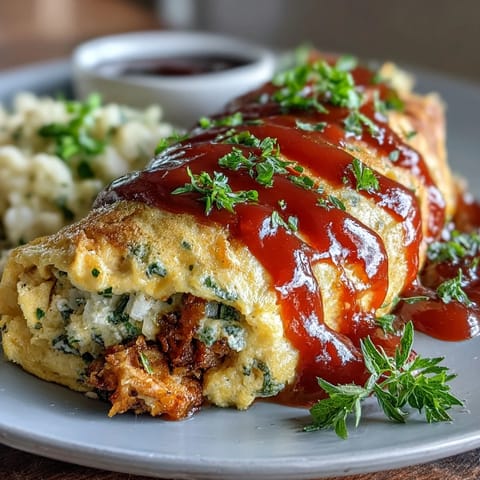 Comforting Japanese Omurice with silky omelet and savory ketchup rice appeal.