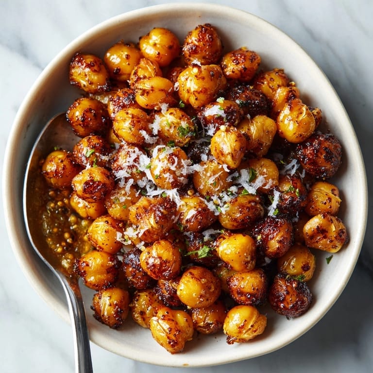 Homemade crispy roasted chickpeas with chili lime, ready for snacking or salads.