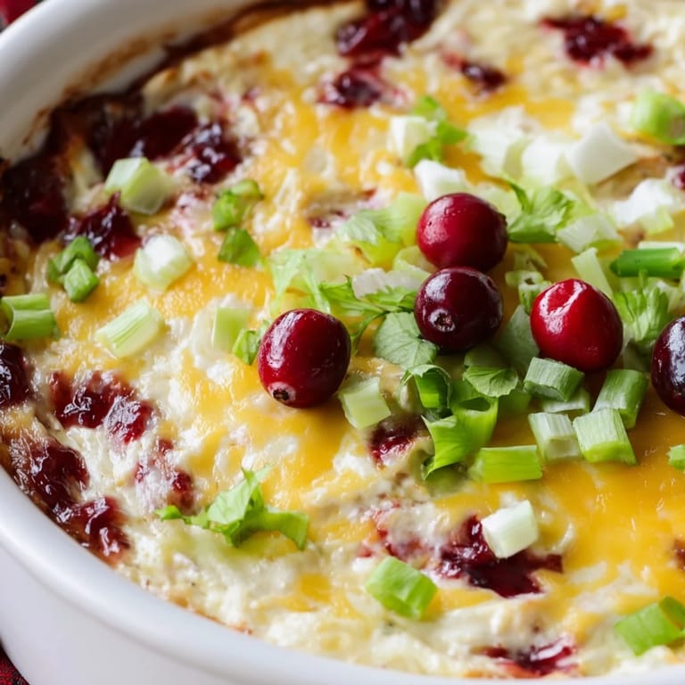 Delicious Cranberry Jalapeño Queso Dip served warm with crispy tortilla chips.  