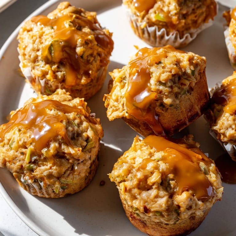 Warm Maple Glazed Chili Pickle Muffins with a drizzle, perfect for adventurous snack lovers.