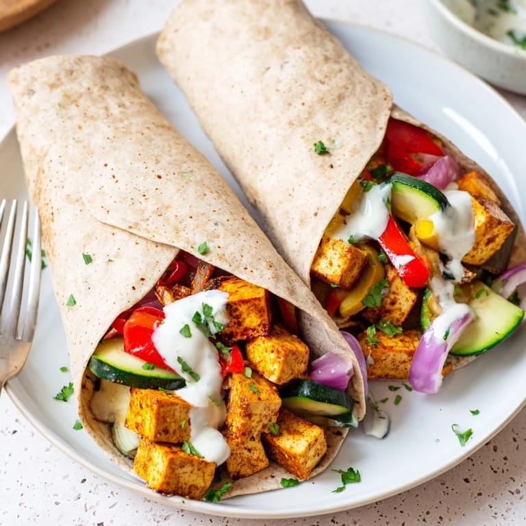 Savory Vegan Viral Recipe Re-make served with a creamy tahini-yogurt sauce and fresh parsley.