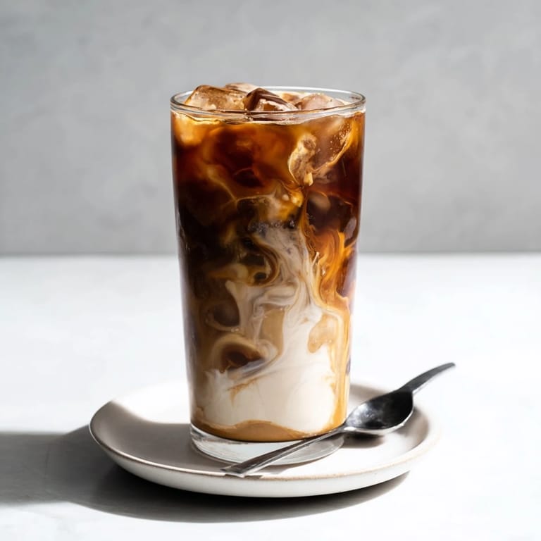 Decadent Tahini Iced Coffee blended with cold brew, a vegan delight for all.