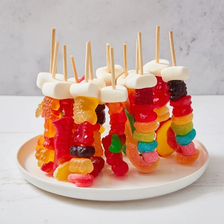 Vibrant and fun Gummy Candy Kabobs made with an assortment of fruity, wiggly gummy candies.