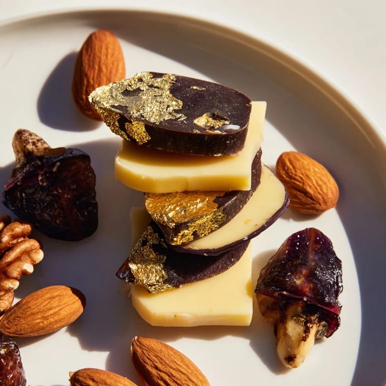 Elegant The Gilded Acorn charcuterie board boasts an array of gourmet cheeses, nuts, and fresh fruit for guests to enjoy.