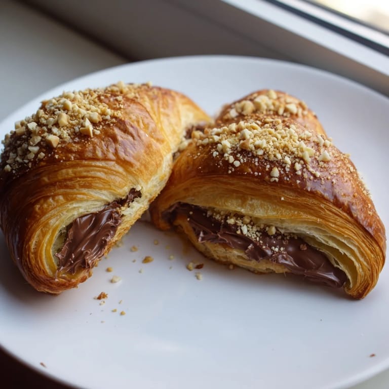 Warm, crispy 3-Ingredient Nutella Croissants: imagine the flaky texture and sweet, melted Nutella filling.