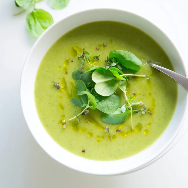 Serving suggestion for Big Green Immunity-Boosting Vegetable Soup, presented with a side of crusty whole-grain bread for dipping.