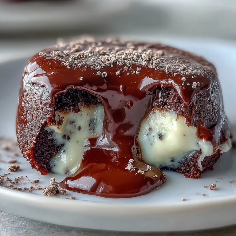 Freshly baked Hojicha Lava Cake served warm, revealing a creamy roasted green tea filling, accompanied by a scoop of vanilla ice cream.