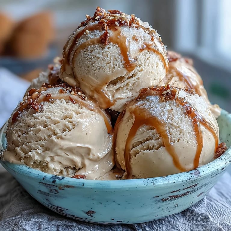 Smooth Hojicha Ice Cream in a rustic dish, highlighting its warm, caramel notes and creamy texture.