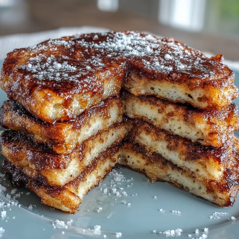 Close-up on warm Spanish Churro-Inspired Pancakes, generously coated in cinnamon sugar, perfect for a sweet breakfast.