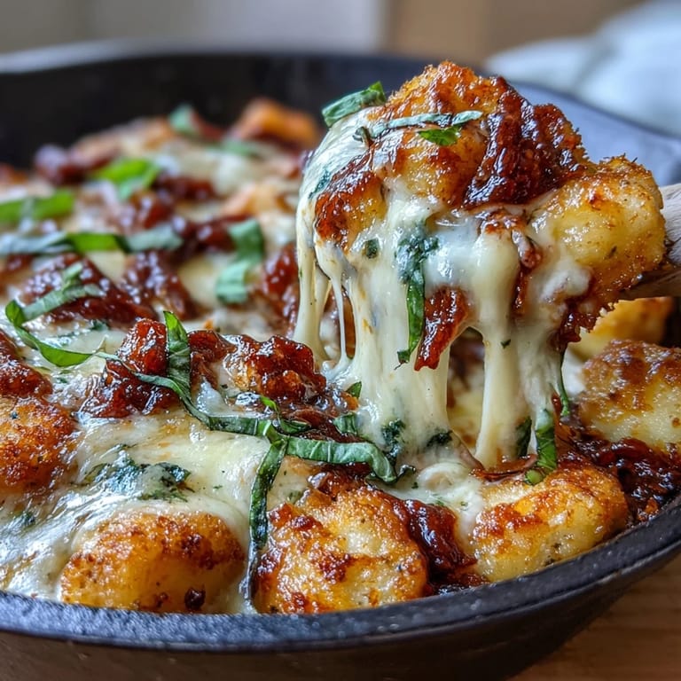 A comforting Chicken Parmesan Gnocchi dish featuring tender gnocchi, shredded chicken, rich marinara, and a crunchy Parmesan panko crust, ideal for weeknight meals.
