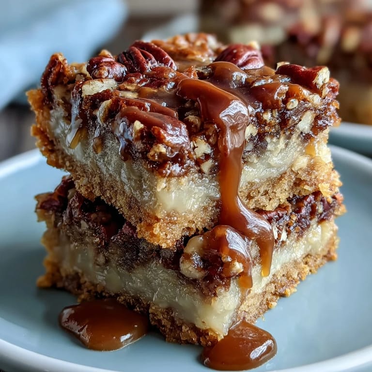 Classic Southern pecan pie bars feature a rich, bourbon-kissed filling over buttery brown sugar shortbread crust.