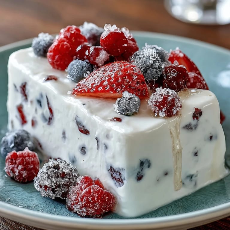 Creamy Greek yogurt base topped with mixed berries and honey, frozen into a healthy summer snack.