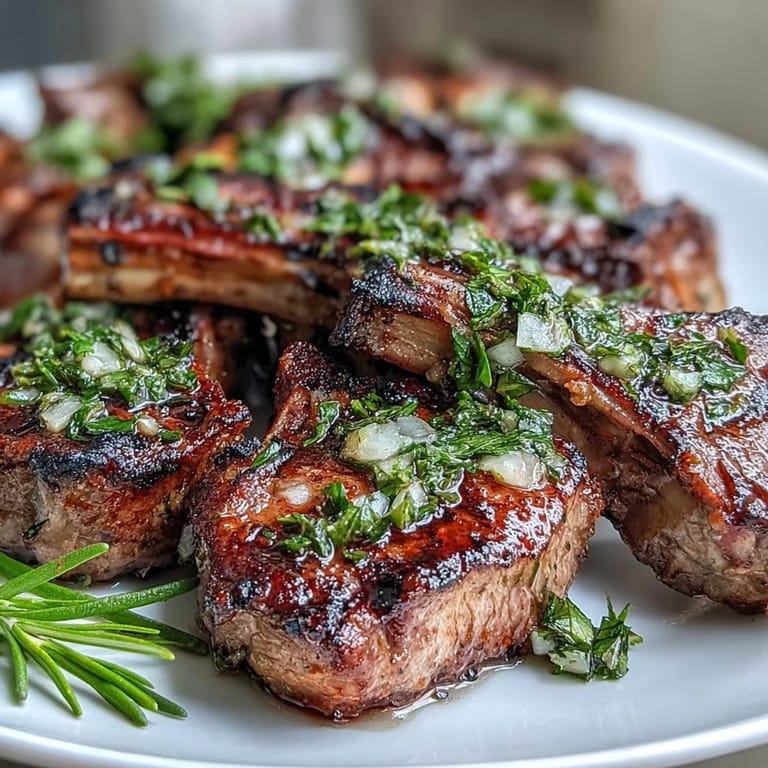3. Perfectly seared lamb chops drizzled with refreshing mint gremolata for an elegant main dish.