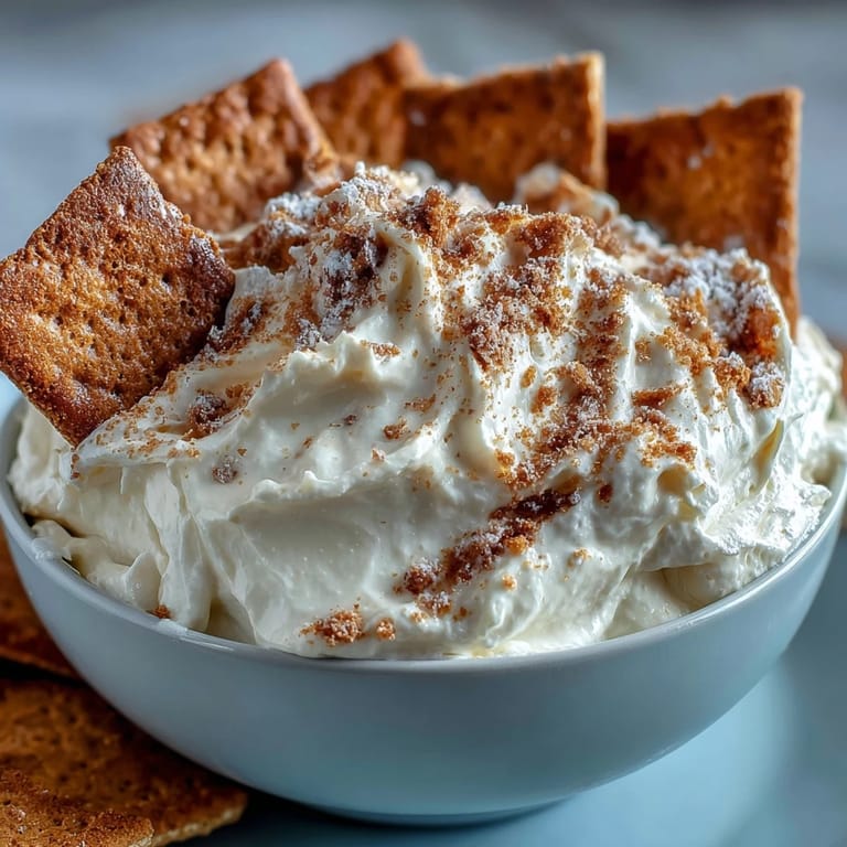 Fluffy cheesecake dip paired with graham crackers, an easy no-bake dessert for any occasion.