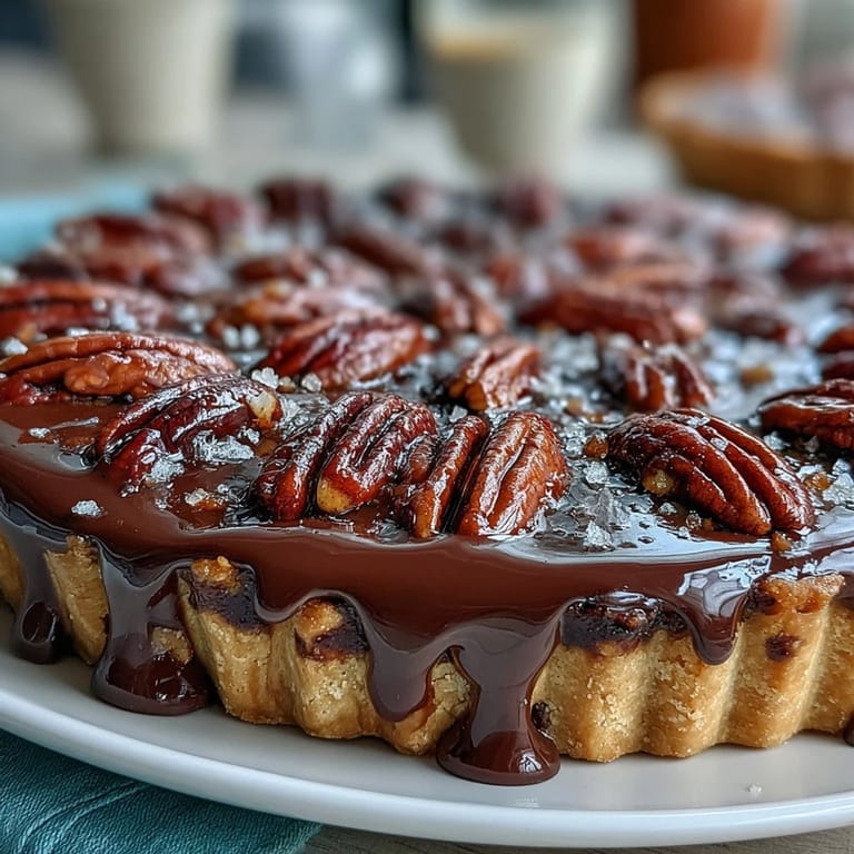 Flaky tart crust overflowing with gooey chocolate and crunchy pecans, a Southern delight.