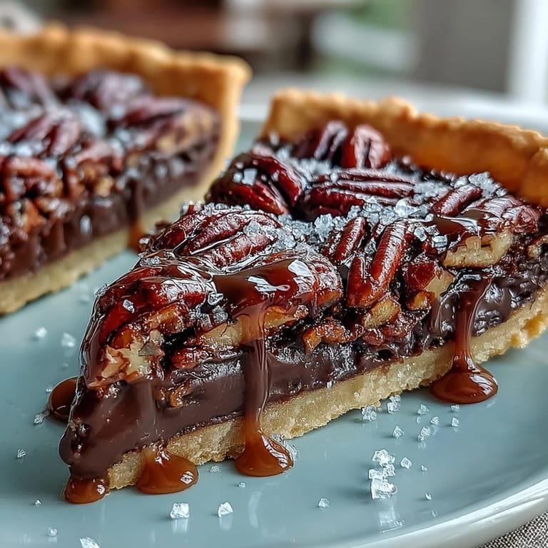 Gourmet Kentucky Derby chocolate bourbon pecan tart, perfectly baked and beautifully presented.