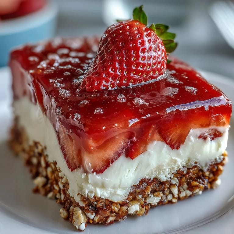 Showcasing the sweet and salty Strawberry Pretzel Salad ready to be served chilled.
