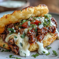 Fluffy cloud bread tacos loaded with savory taco meat and vibrant pico de gallo.